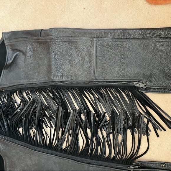 Deerskin Trading Post leather motorcycle riding chaps - Picture 5 of 16